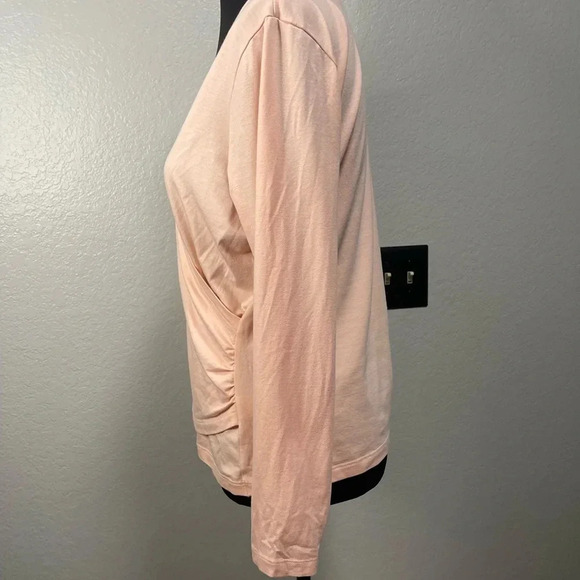 L.L. Bean Super Soft Cotton Faux Wrap Front Long Sleeve Top Size Large Petite - Picture 2 of 4